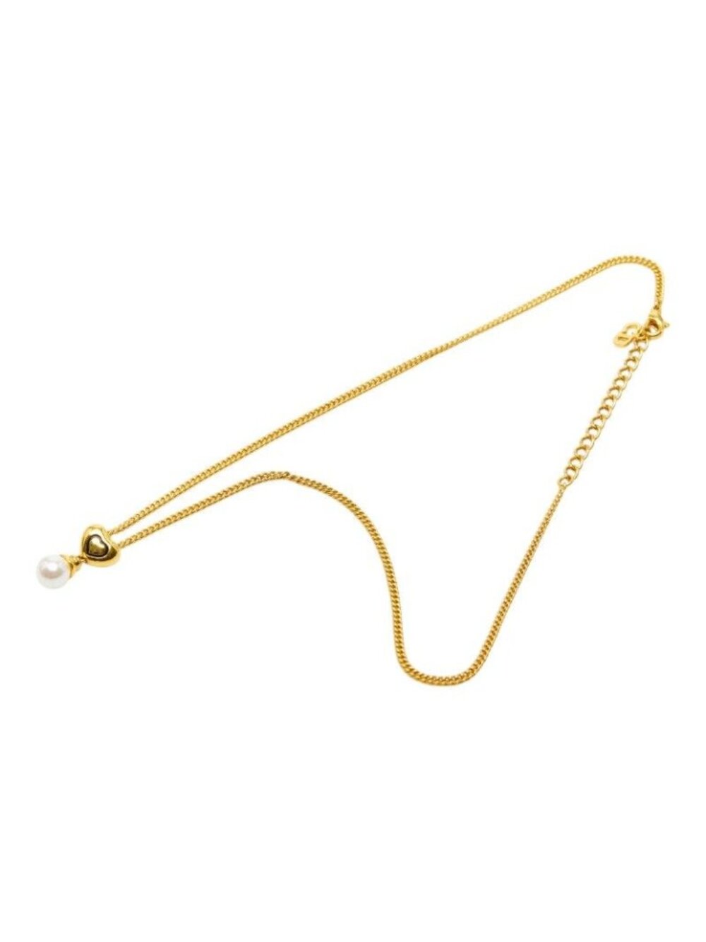 Dior Heart Pendant Necklace Gold Plated Faux Pearl - Picture 4 of 7